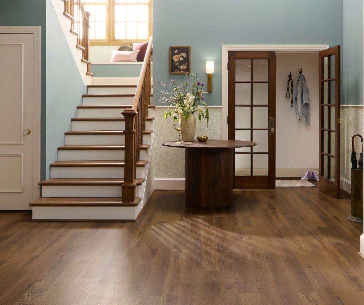 COREtec wood-look flooring in a warm home entryway