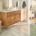 COREtec Tile Opal Travertine flooring in a bright modern bathroom