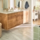 COREtec Tile Opal Travertine flooring in a bright modern bathroom