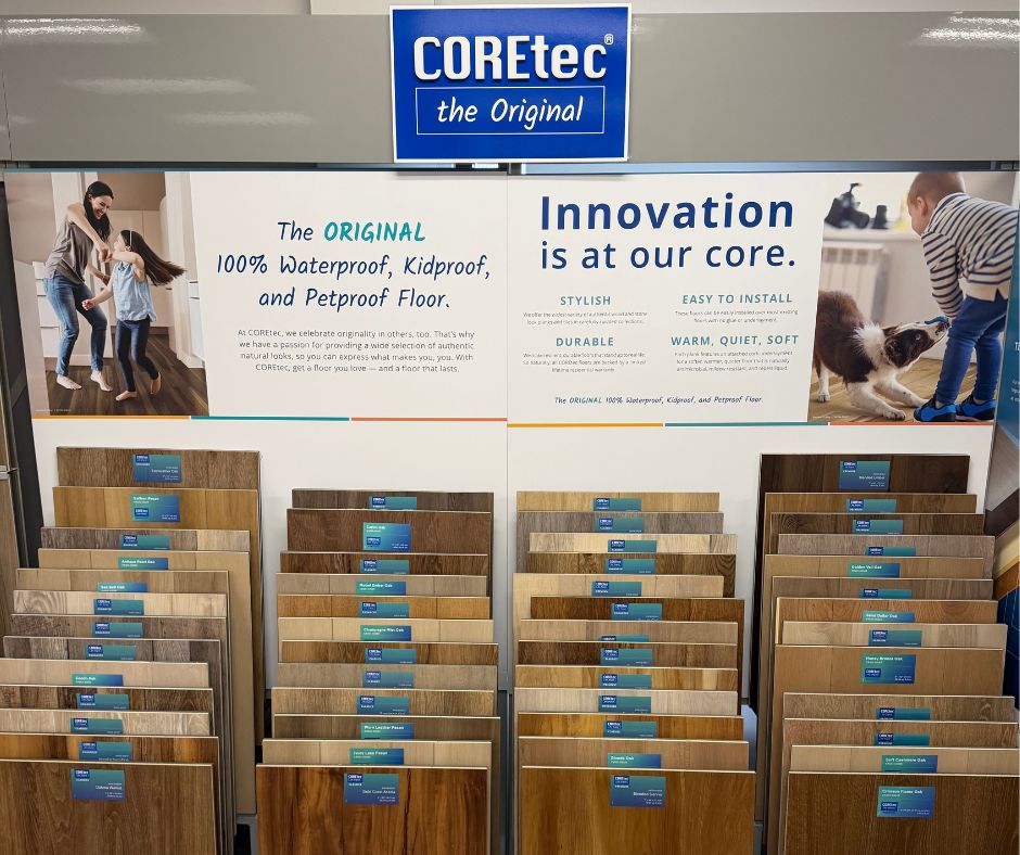 COREtec flooring selection and samples at the Floor de Lis Flooring showroom in Metairie